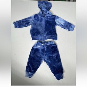 KIDTOPIA BLUE VELOUR NEWBORN INFANT 2 PIECE JOGGER SET